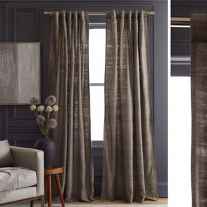 NWOT QUINCE Set Of 2 48x108 Raw Silk Curtains Grey 3851